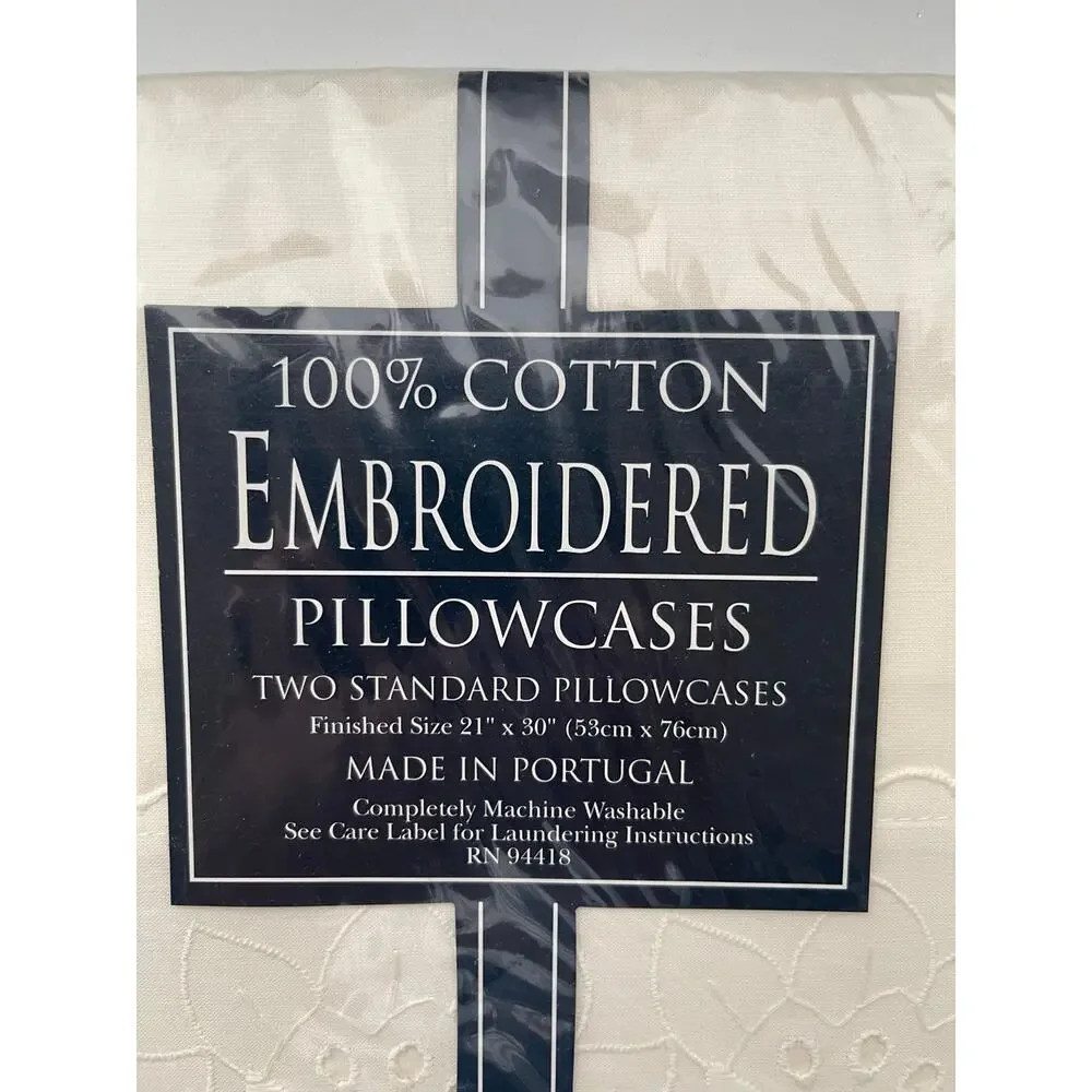 100% Cotton Embroidered Pillowcase Set 21 x 30